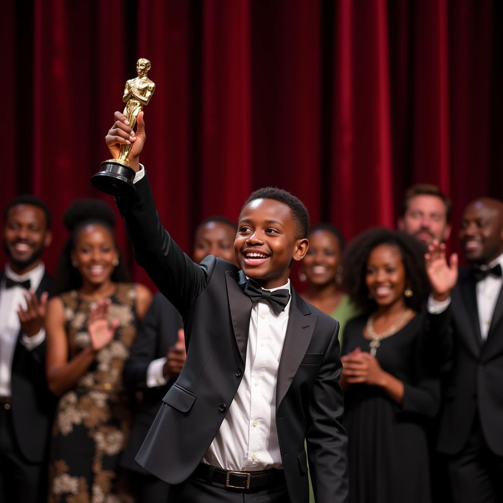 African Child Actor Receiving an Award