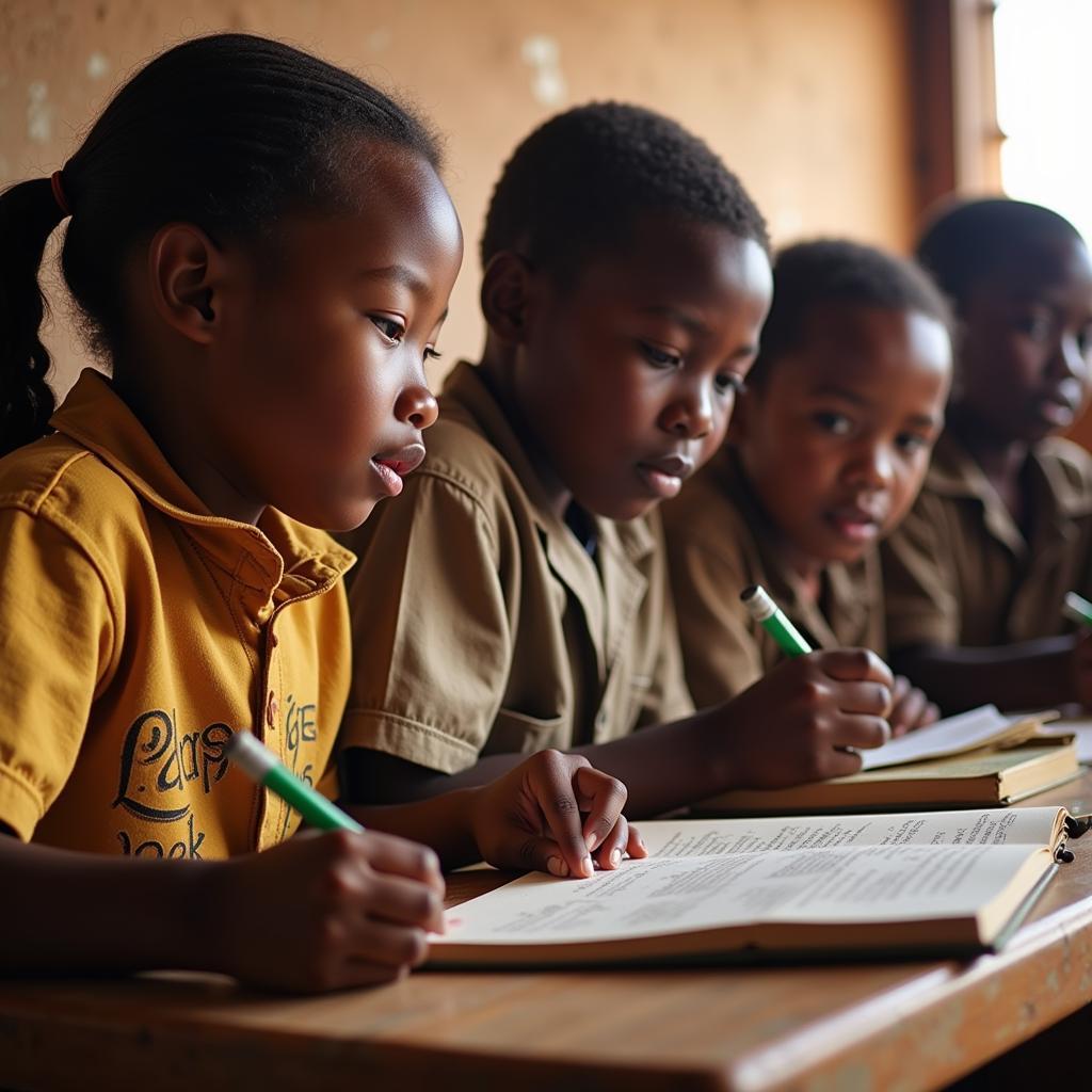 African Children Attending Mobile School