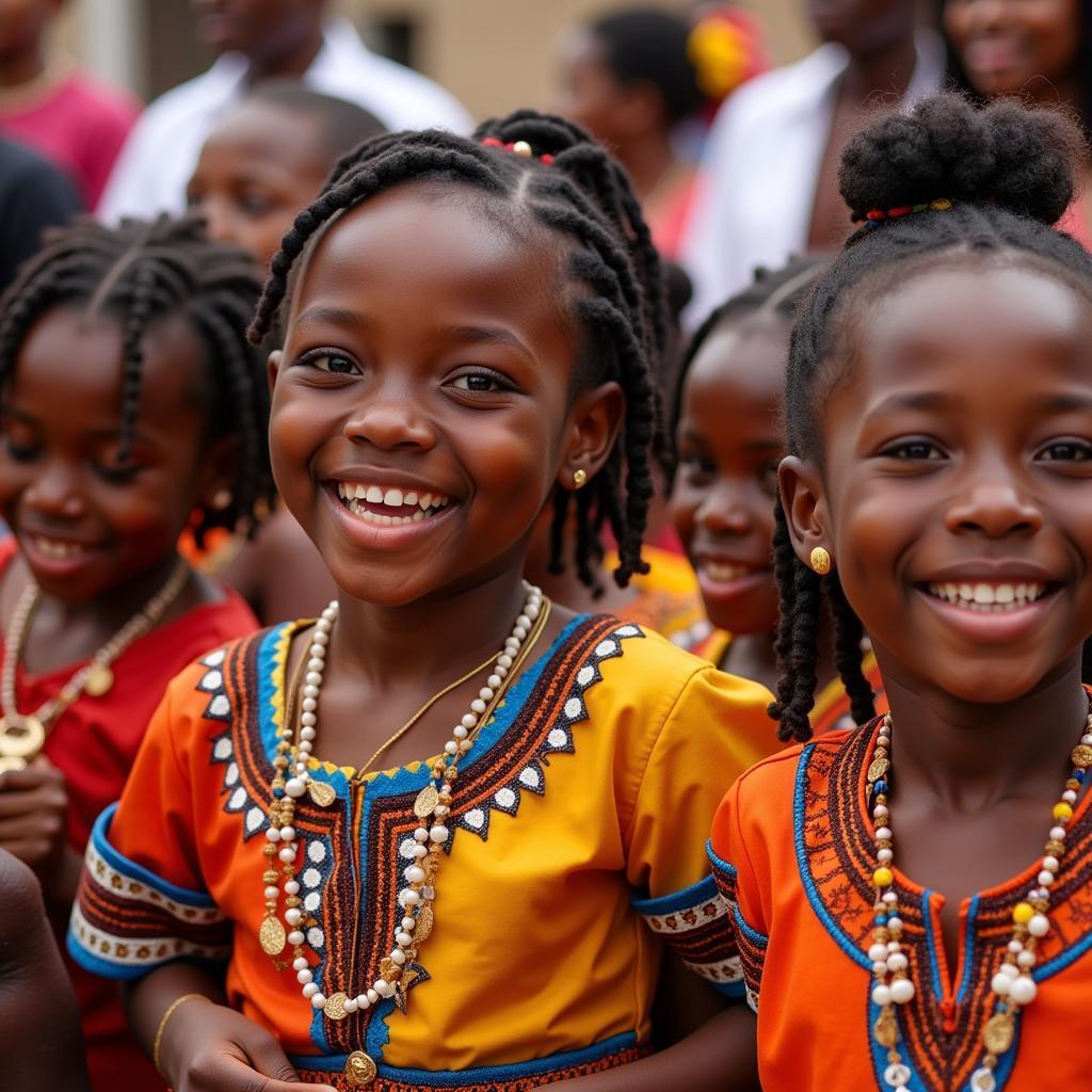 African children celebrating a festival