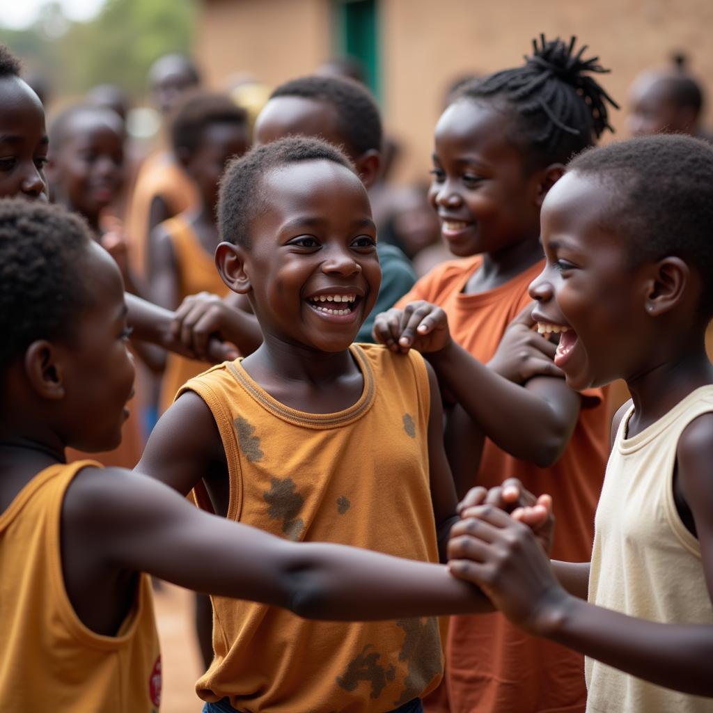 African Children Dancing Together