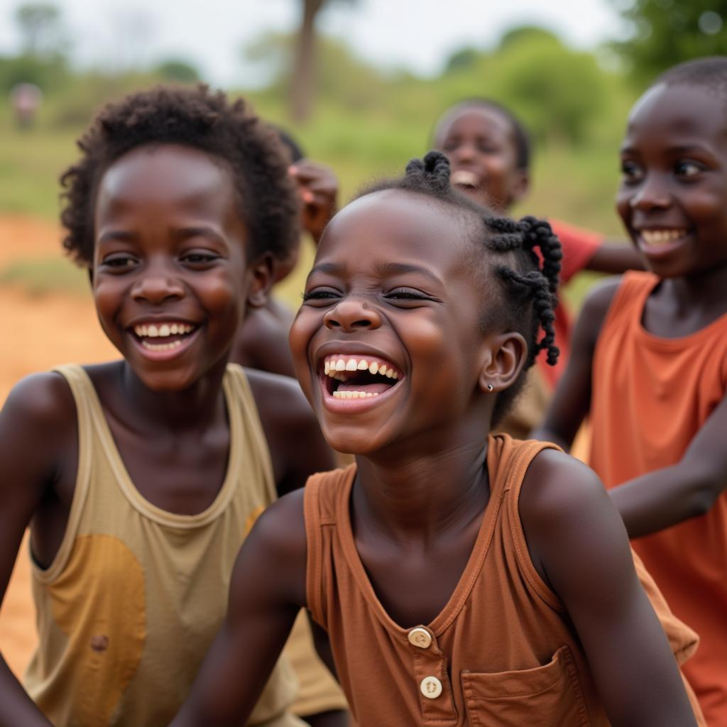 African children laughing and playing together