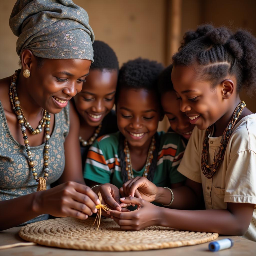 African Children Learning Traditional Crafts