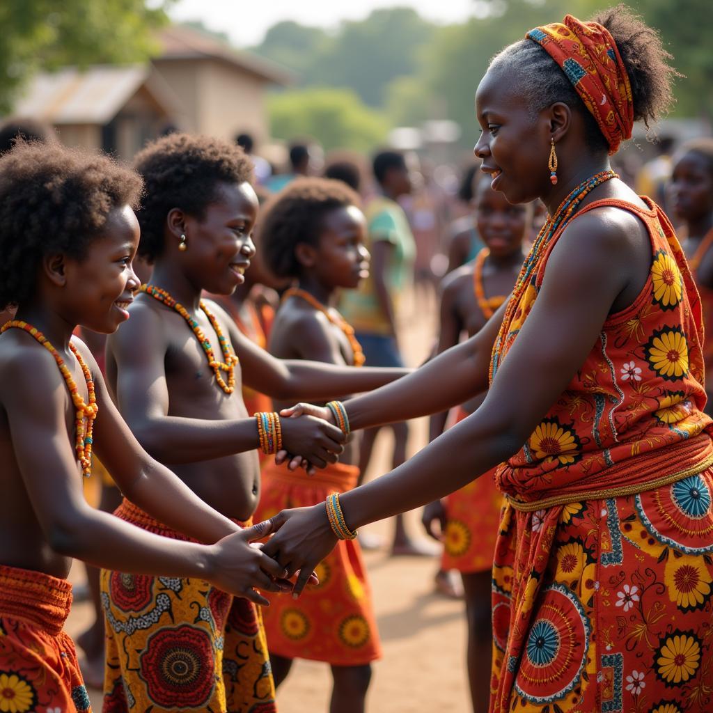 African Children Learning Traditional Dance