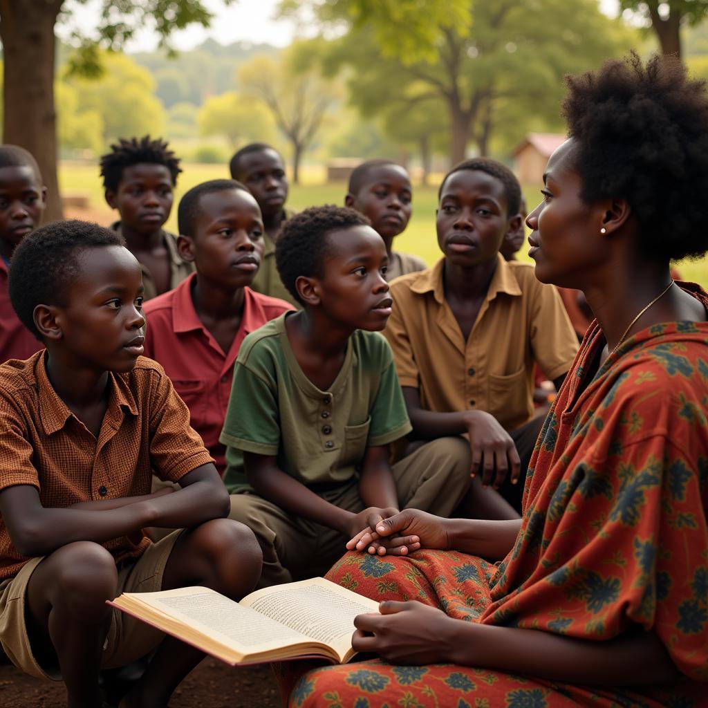 African children listening attentively to stories