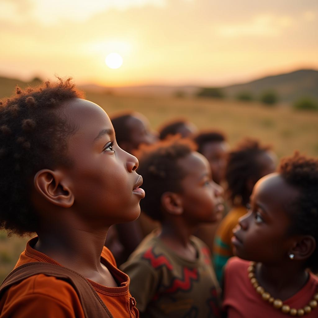 African Children Looking Towards a Bright Future