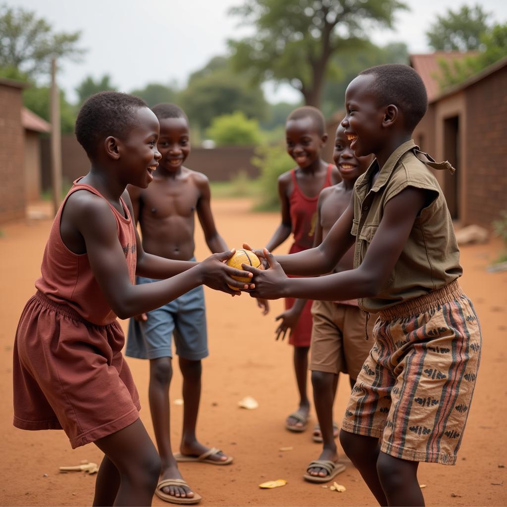 African Children Engaging in Traditional Games