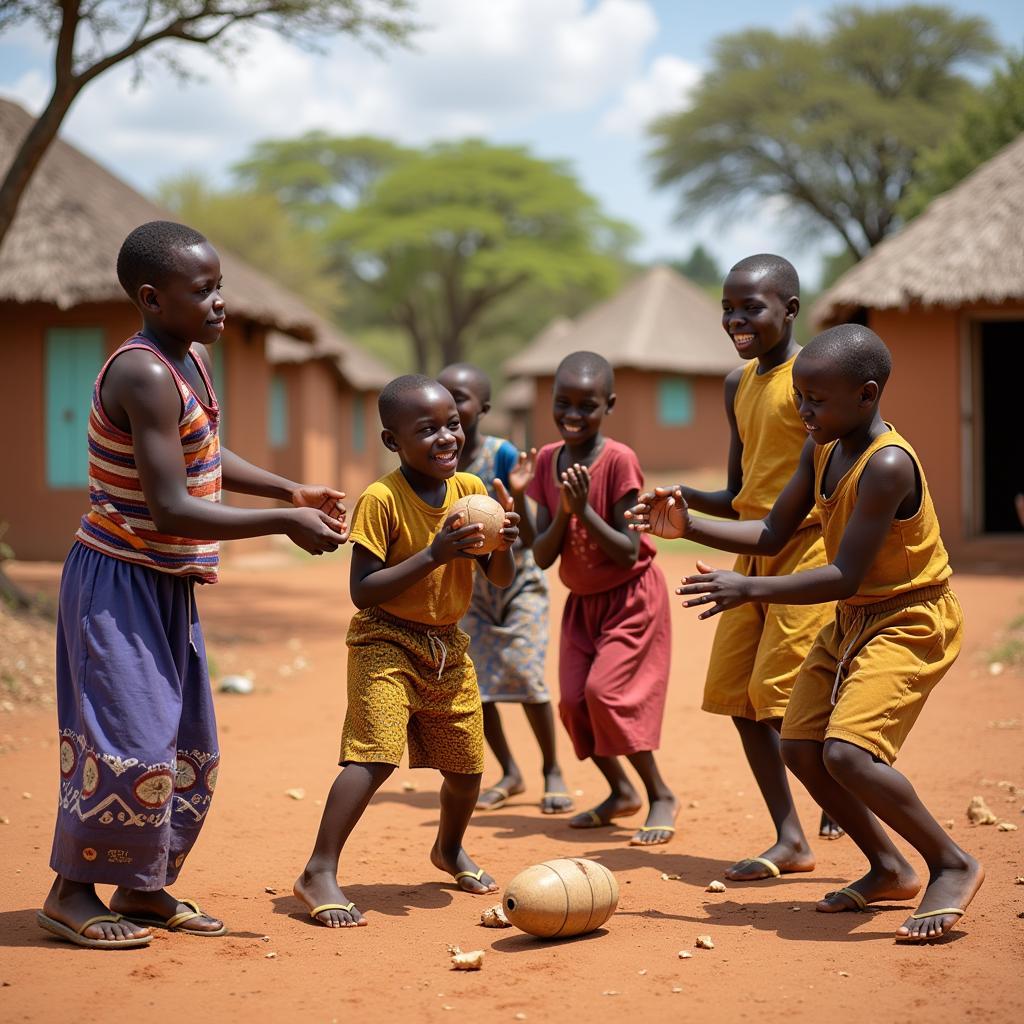 African Children Playing Traditional Games