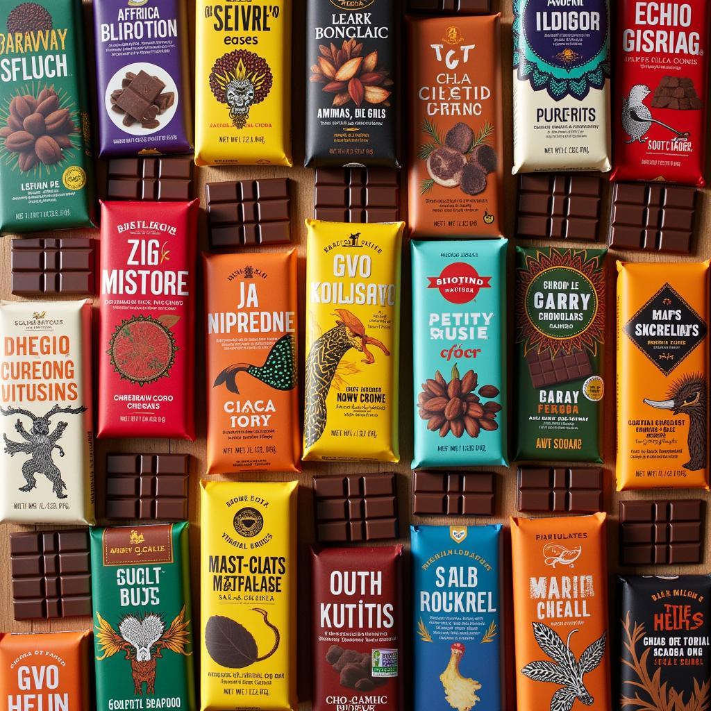 Variety of African Chocolate Bars Displayed