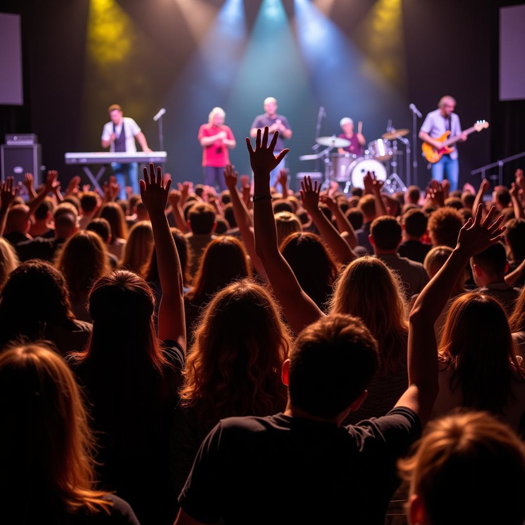 A large crowd enjoying an African Christian worship concert