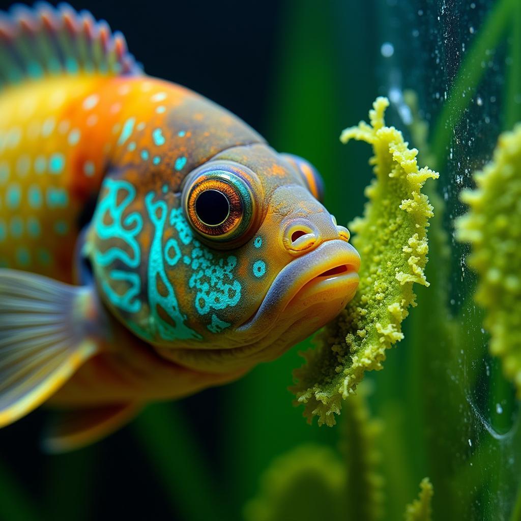 African Cichlid Feeding on Algae Wafer