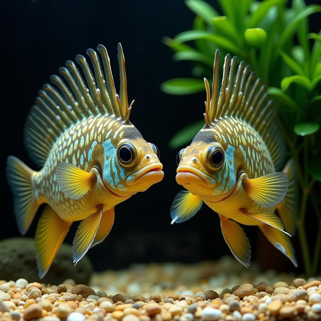 African Cichlids Displaying Aggression