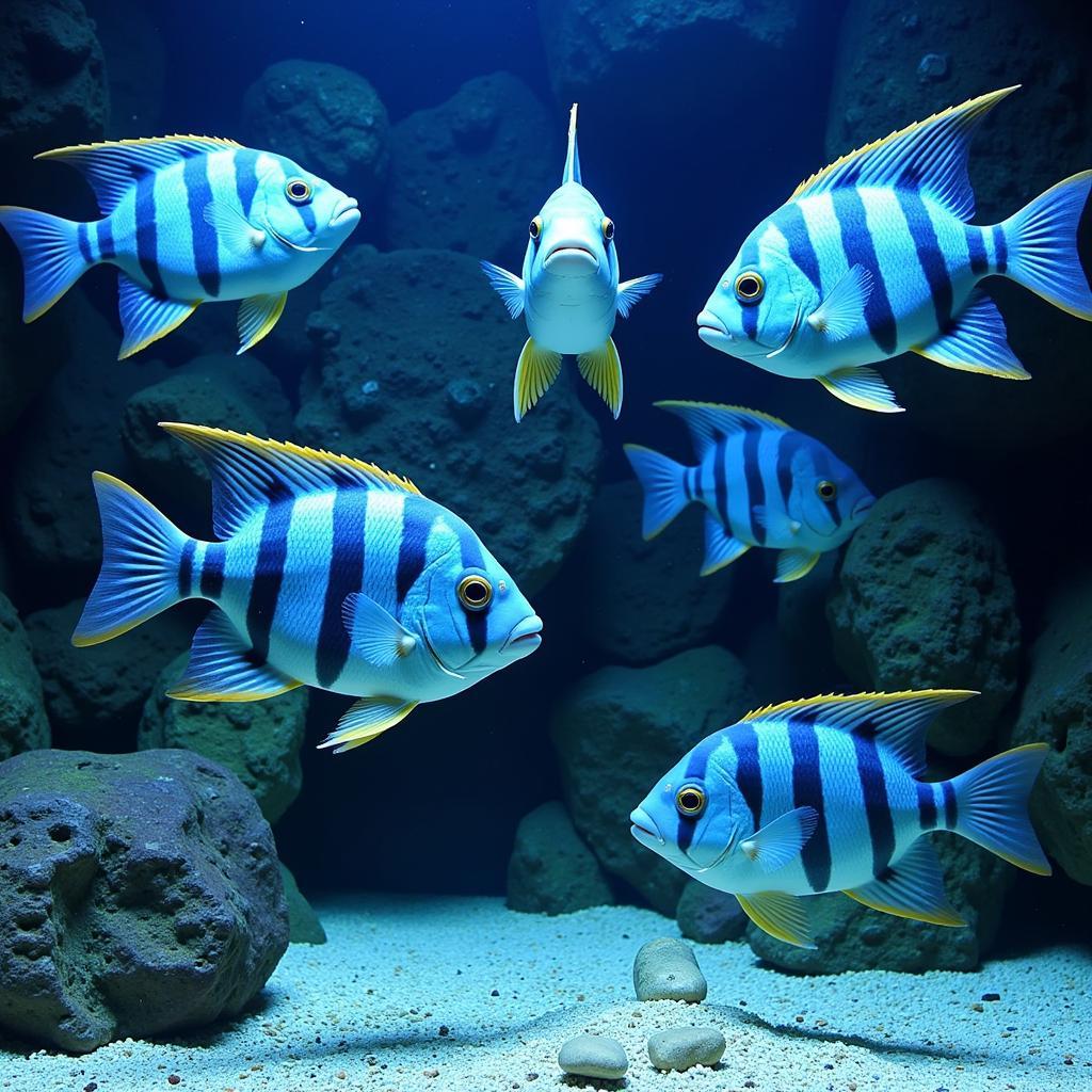 Frontosa Cichlids in a Large Aquarium