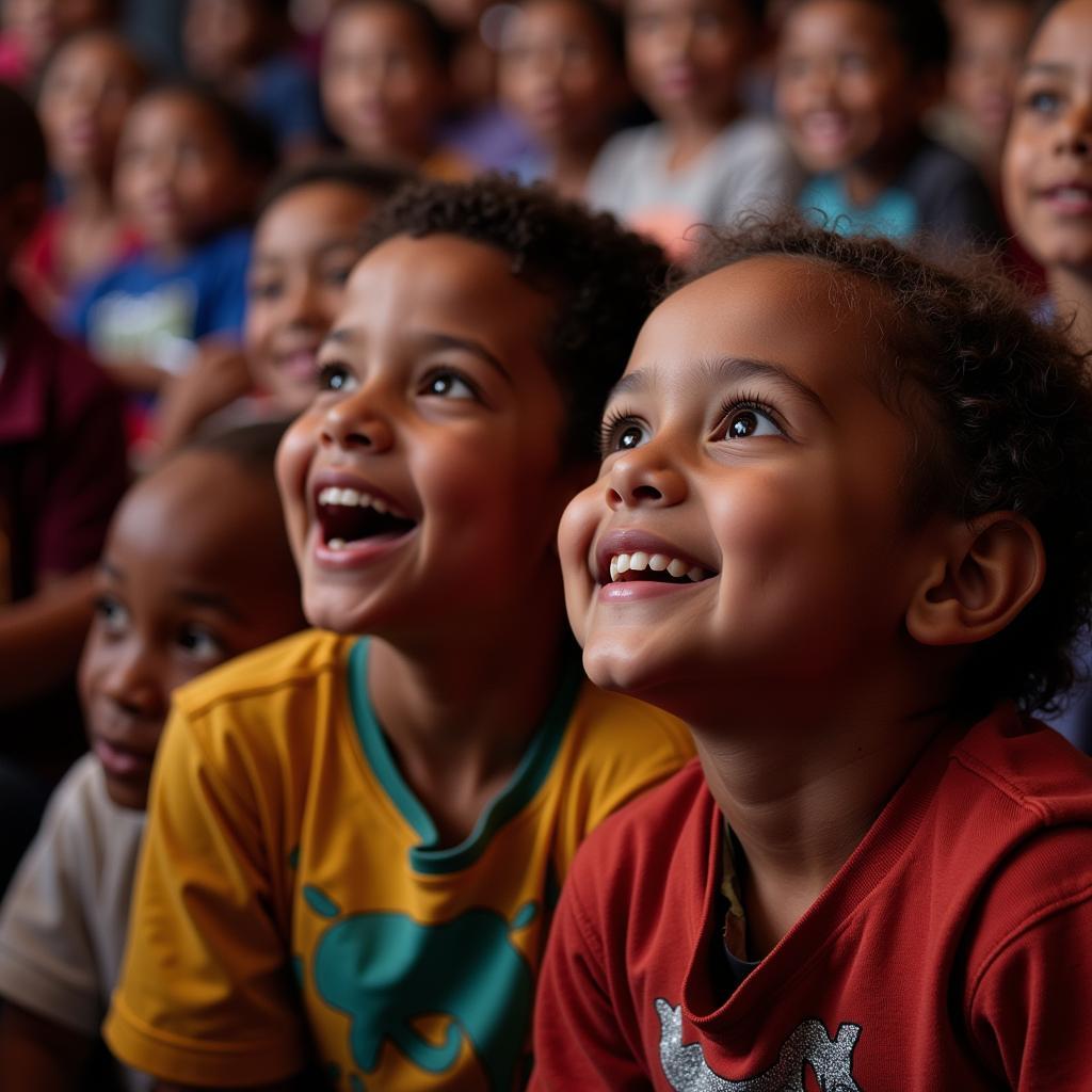 African Circus Children Enjoying Show