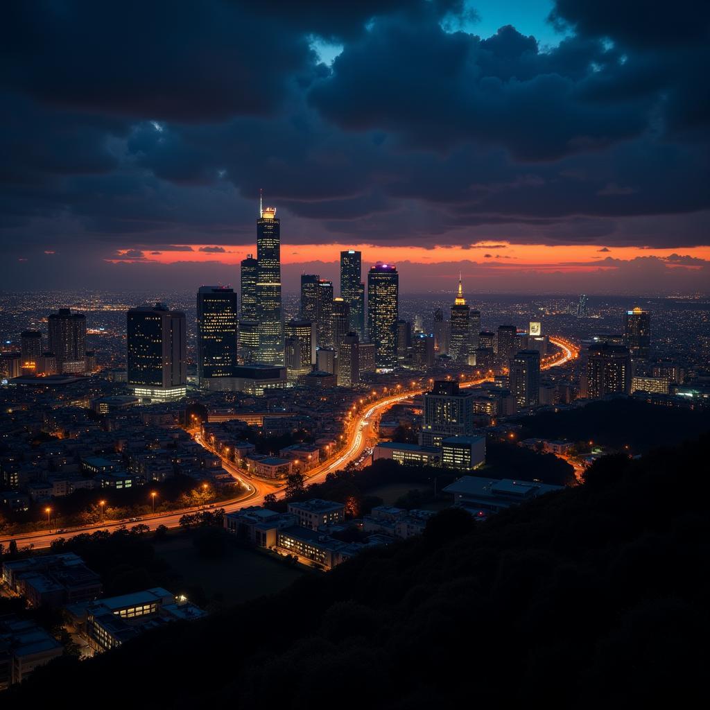 Vibrant African City Skyline at Night