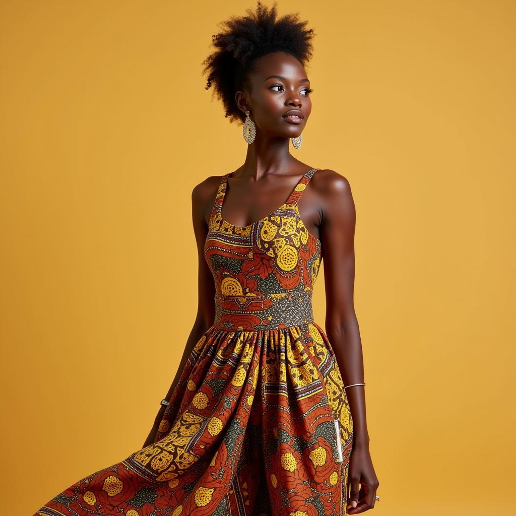 African Classic Lady in a Modern Interpretation of Traditional Dress