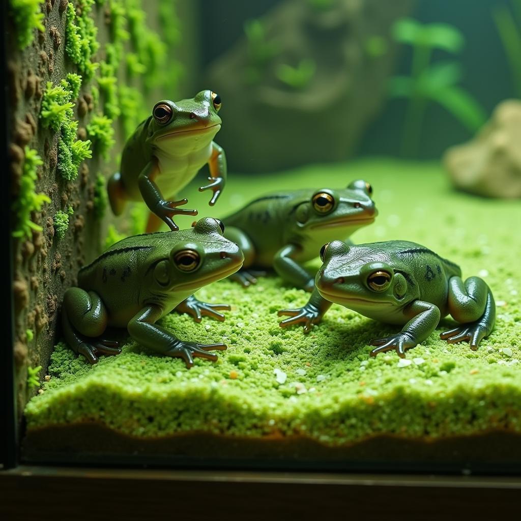 African Clawed Frog Tadpoles Feeding on Algae Wafers