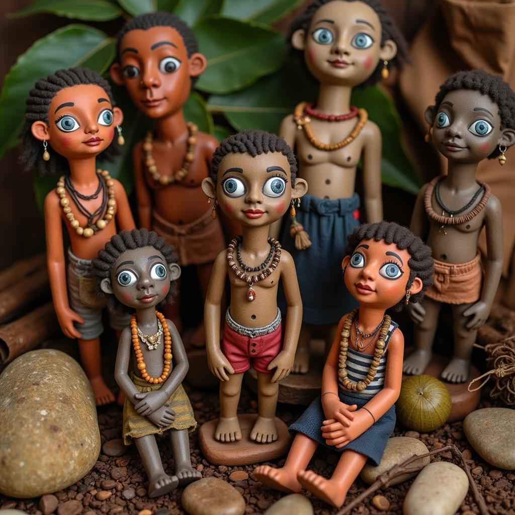 African Clay Dolls in Ritual Ceremony