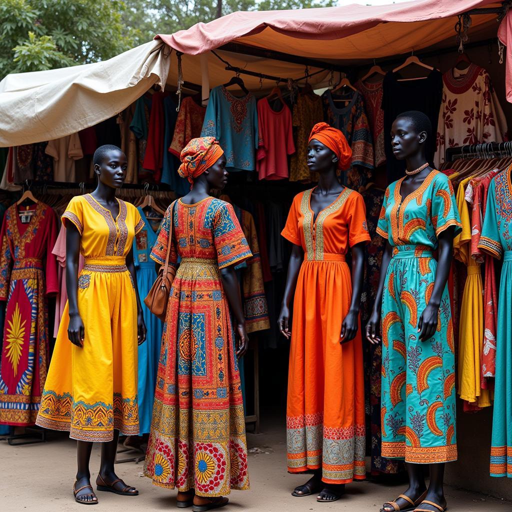 Vibrant African Clothing Displayed in Indian Market