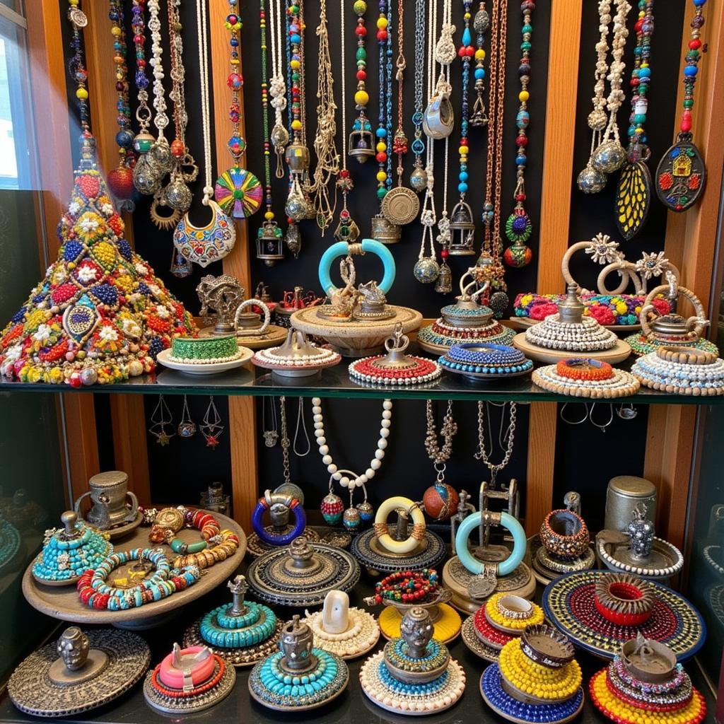 Display of Colorful African Jewelry in an Oakland Store