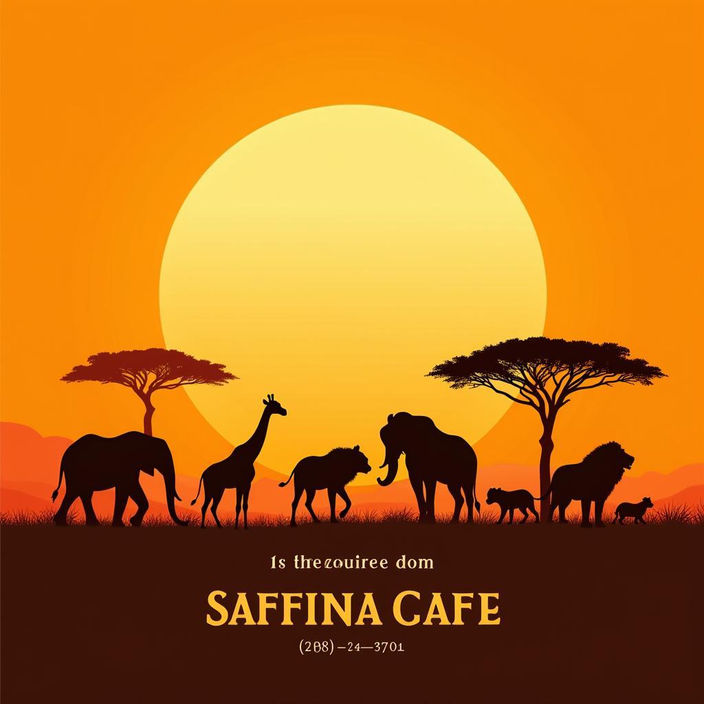 African Club Invitation Card Background with Wildlife Silhouette