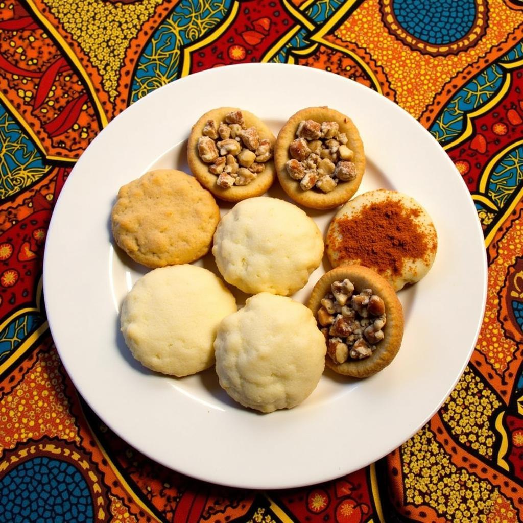 Platter of different African coconut cookie variations