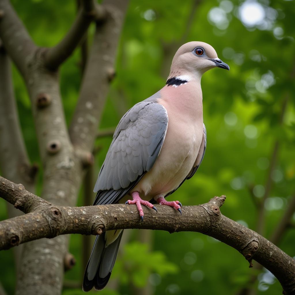 African Collared Dove perched on a branch