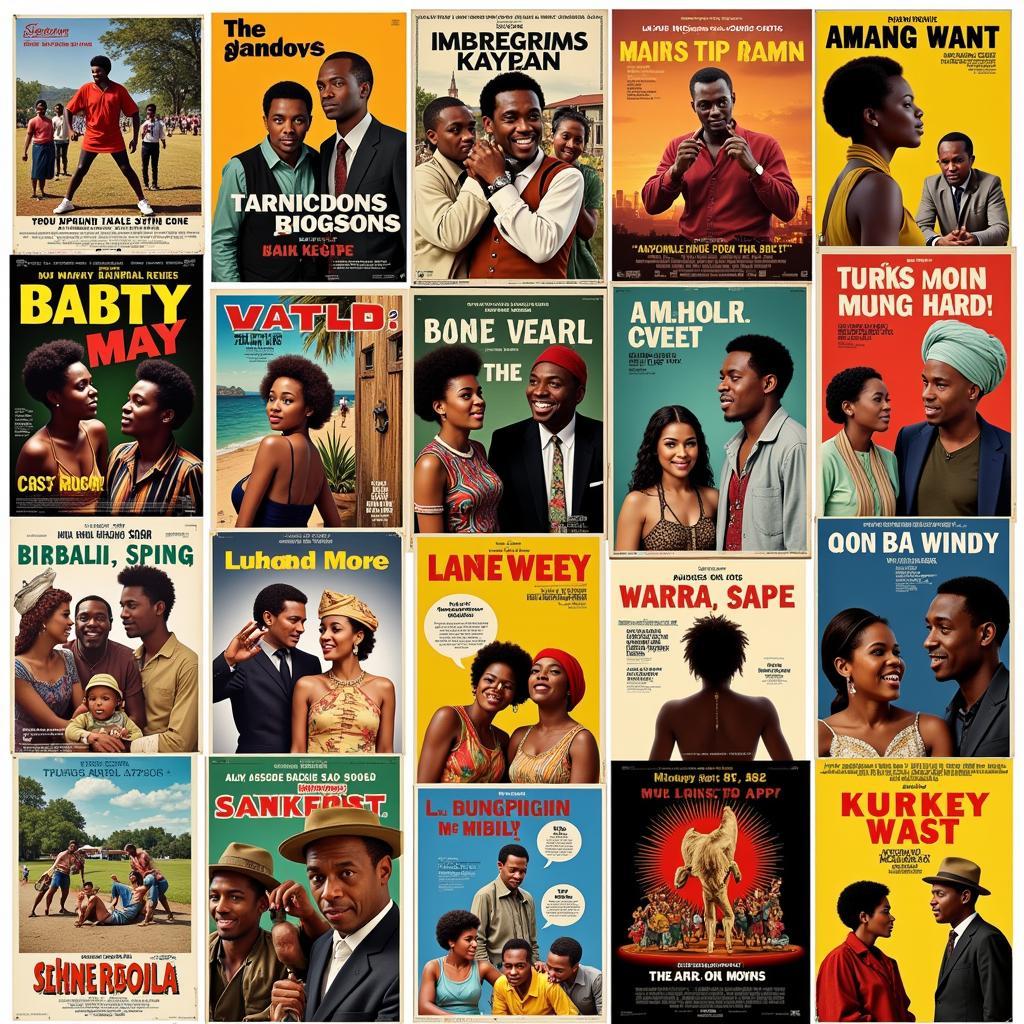 Vibrant African Comedy Movie Posters Displayed