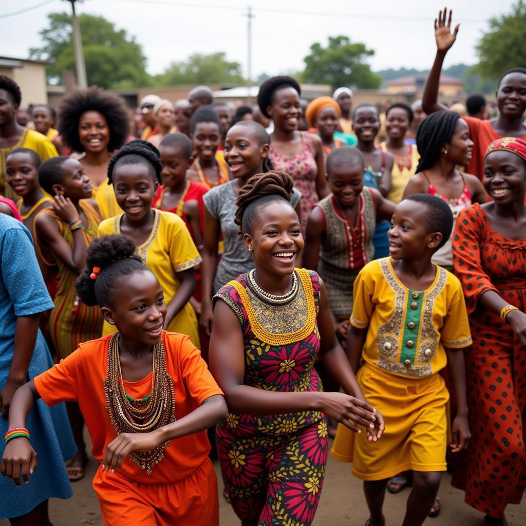 African Community Celebrating with Music and Dance