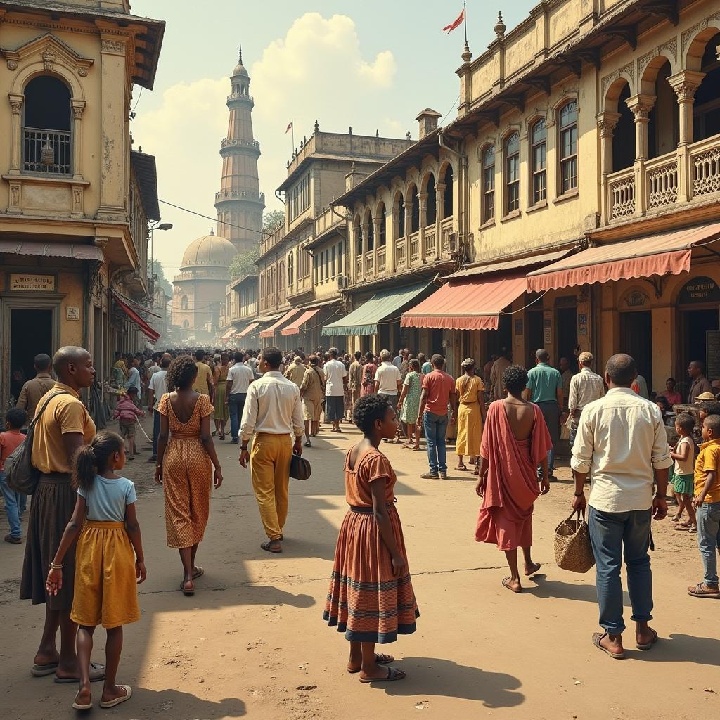 Historical Scene Depicting African Community in Kolkata