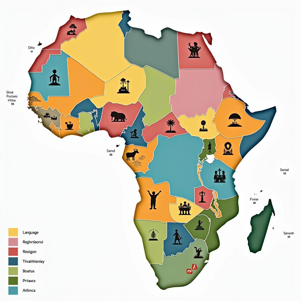 African Continent Map Showing Diversity