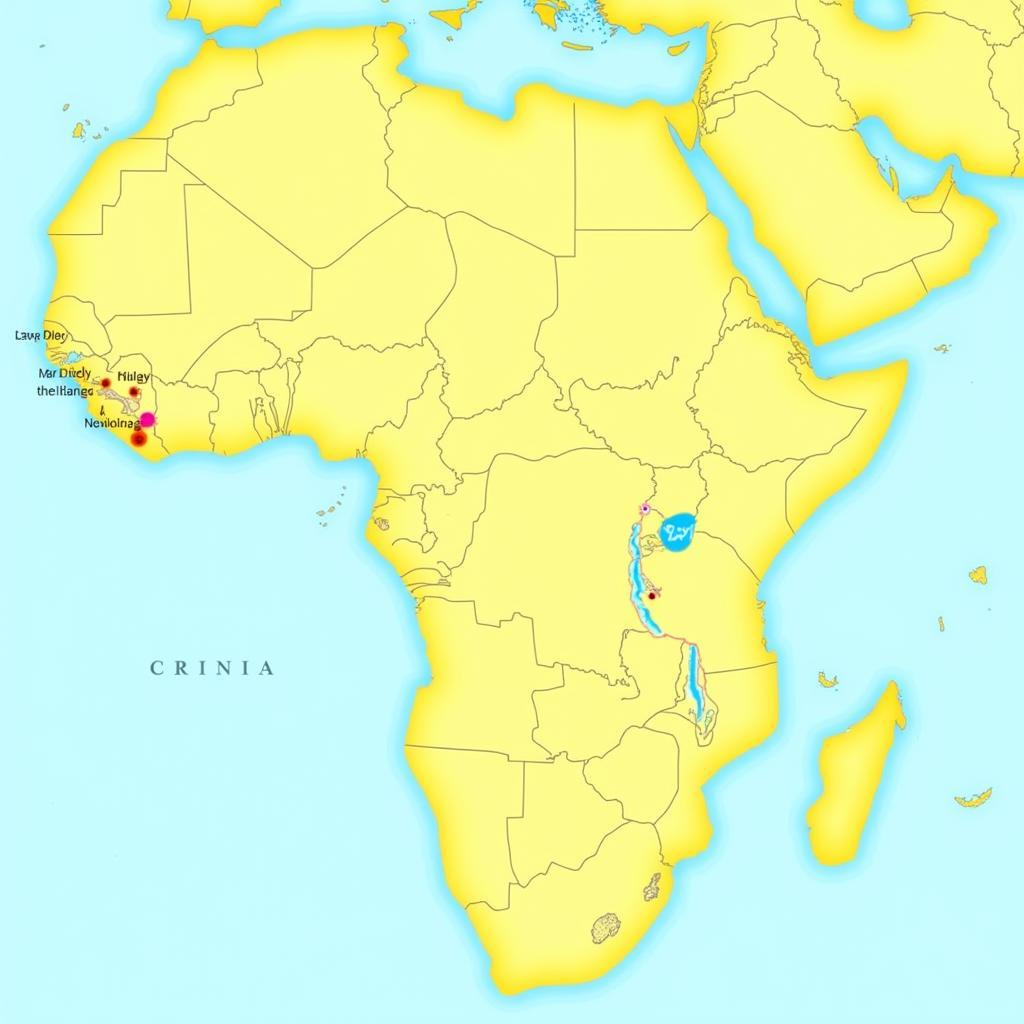 African Countries Map Highlighting Capitals