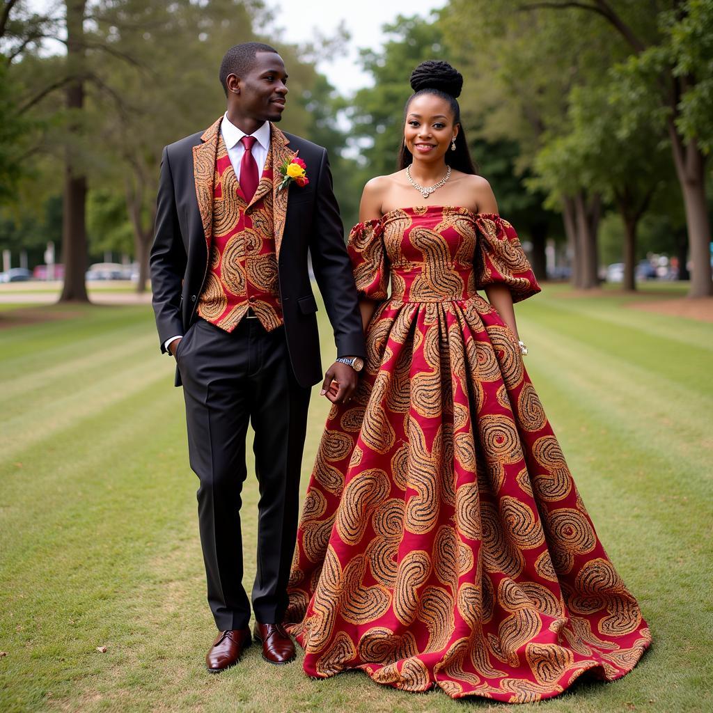 African Couple in Kente Wedding Attire