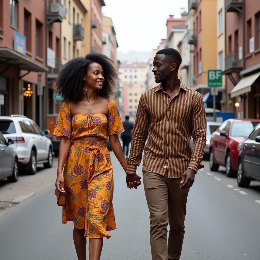 African Couple in a Modern City