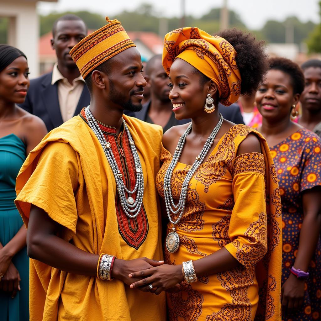 African Couple in Traditional Wedding Ceremony