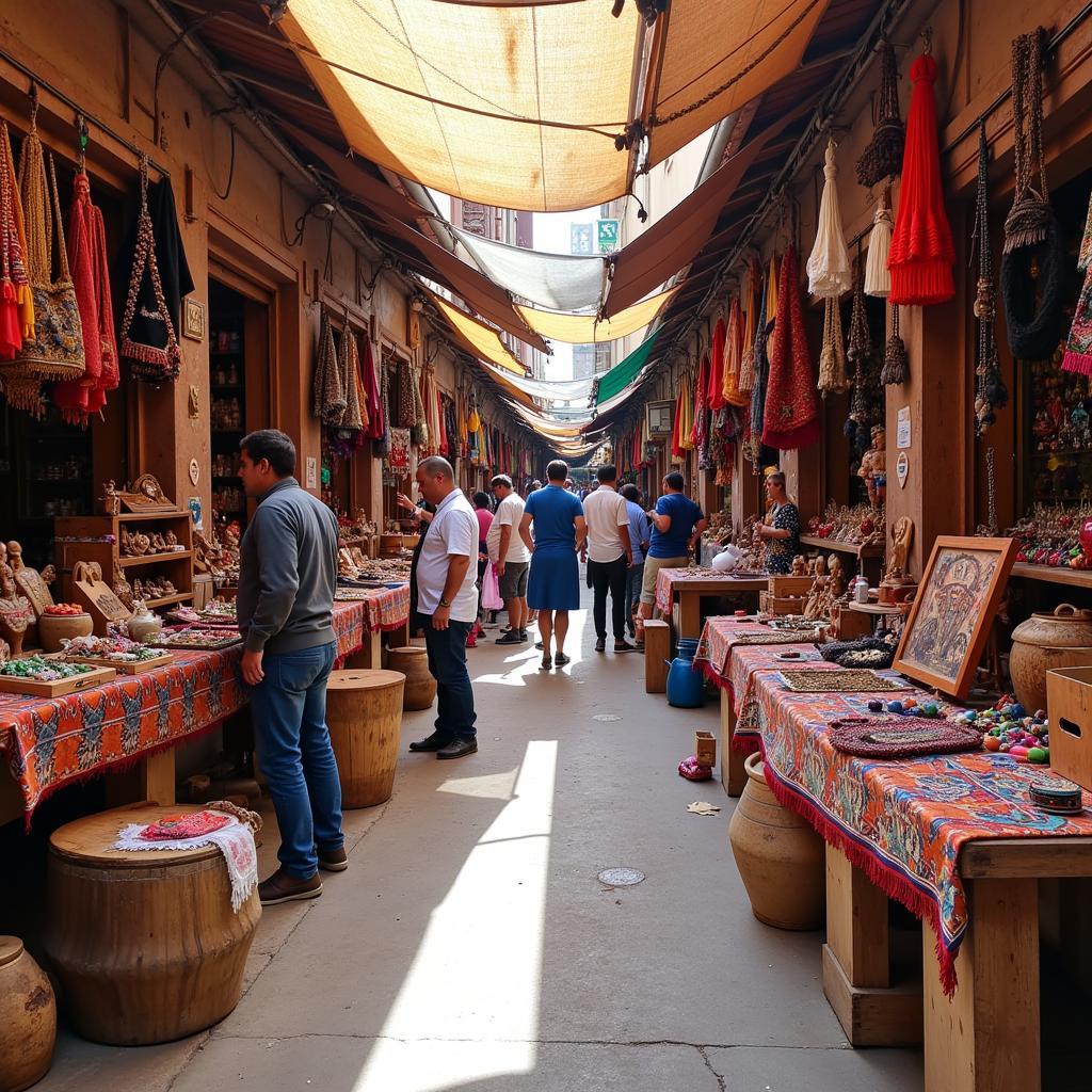 Vibrant Scene at an African Craft Market in Johannesburg