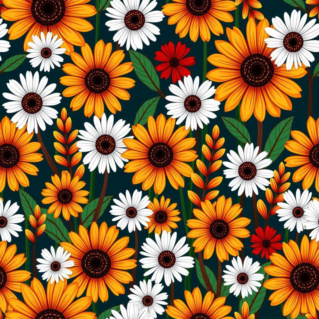 African Daisy Pattern Design