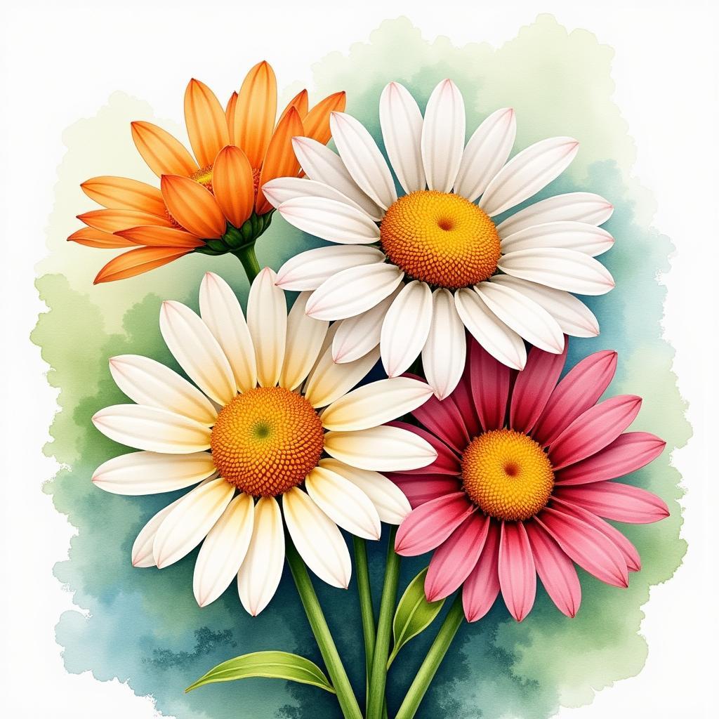 African Daisy Watercolor Painting