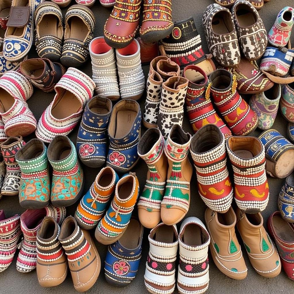 Display of various African dance anklets