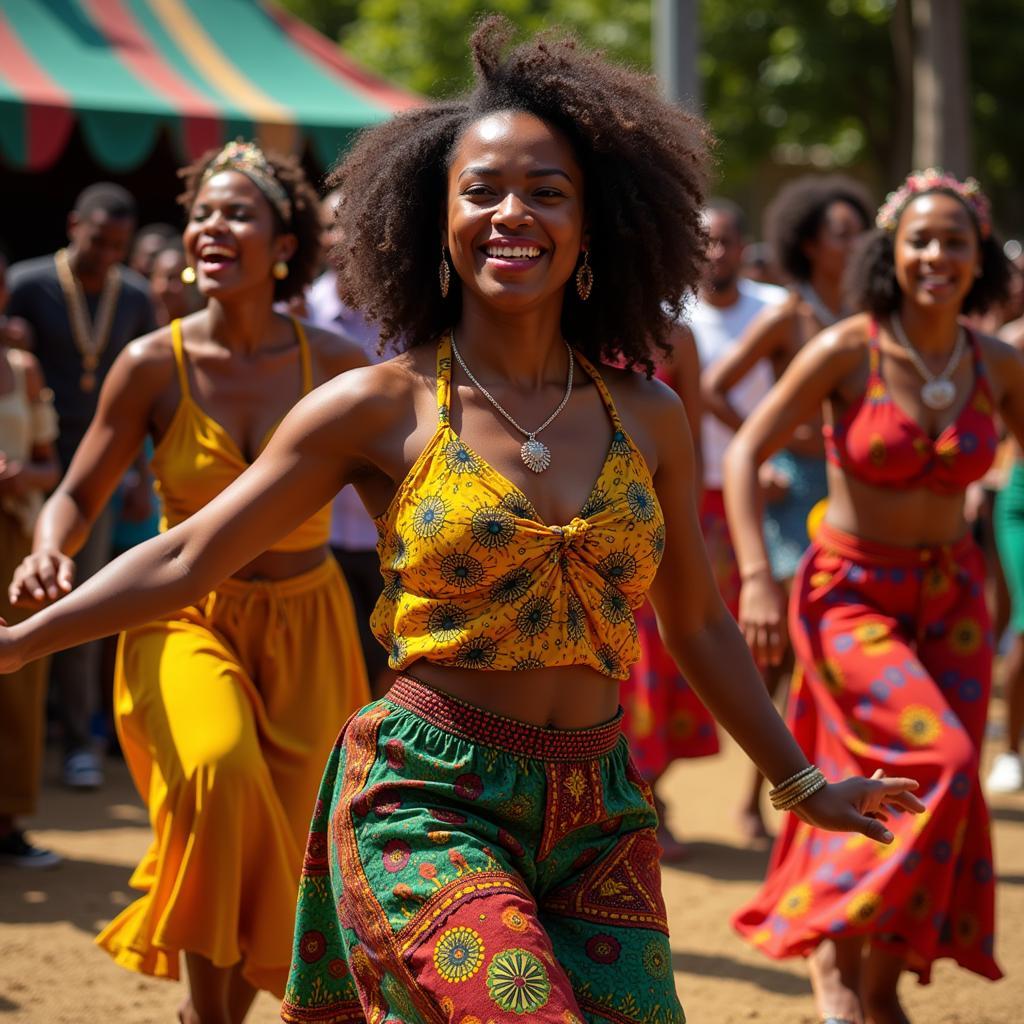 Vibrant African Dance Performance during Cultural Celebration