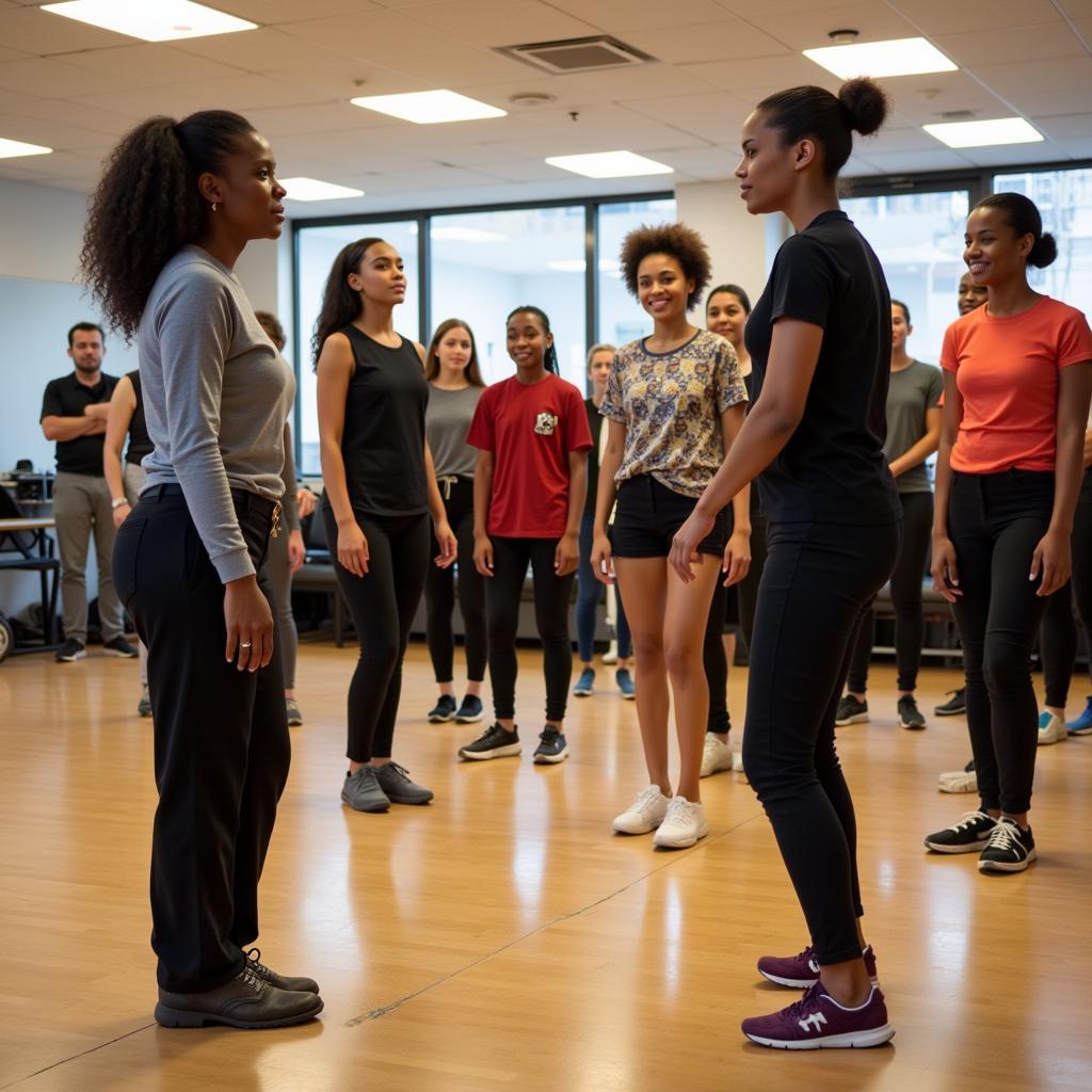 Students Learning African Dance Movements in a Class