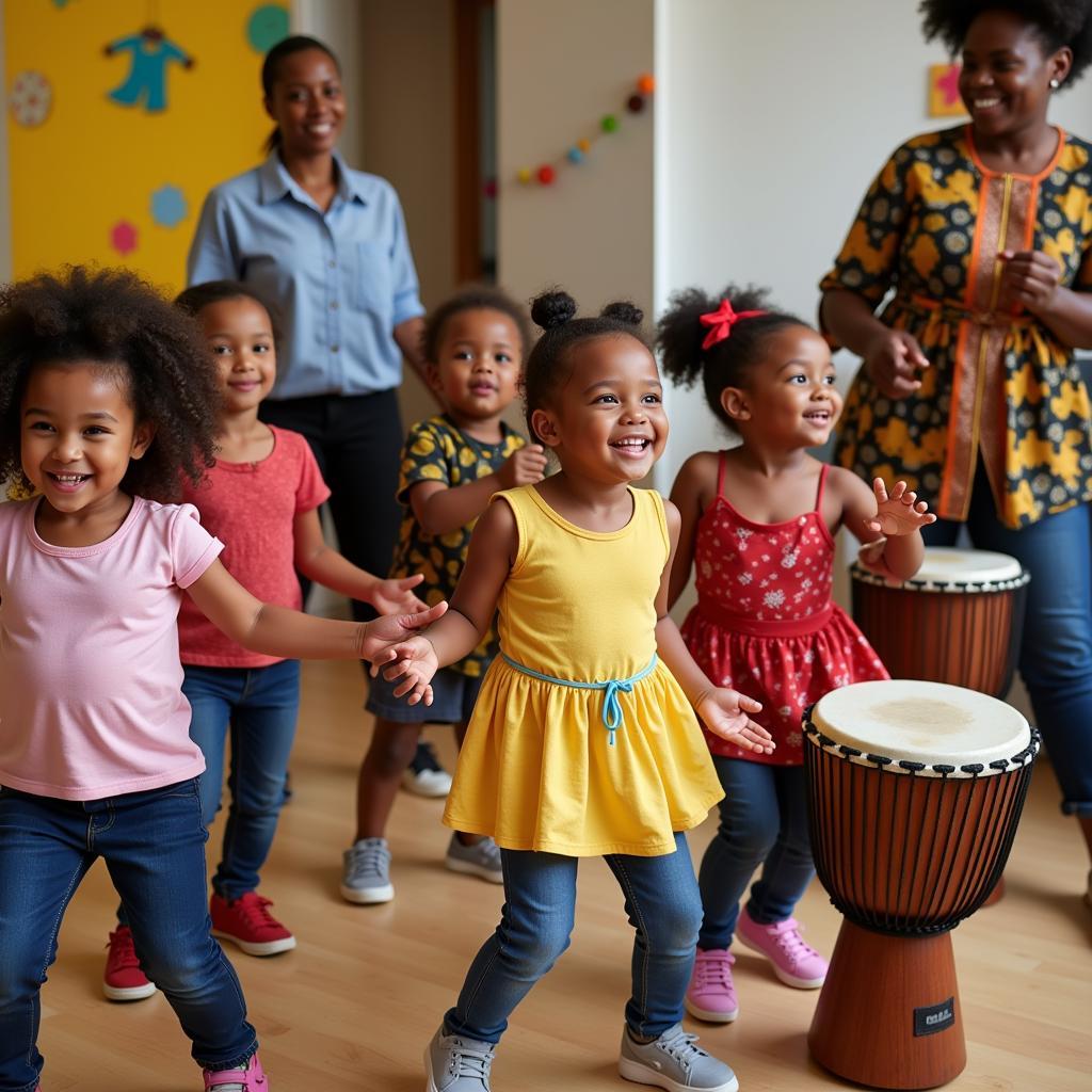 Toddlers enjoying an African dance class