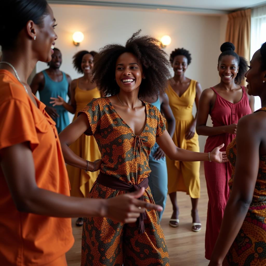 Participants enjoying an African dance workshop