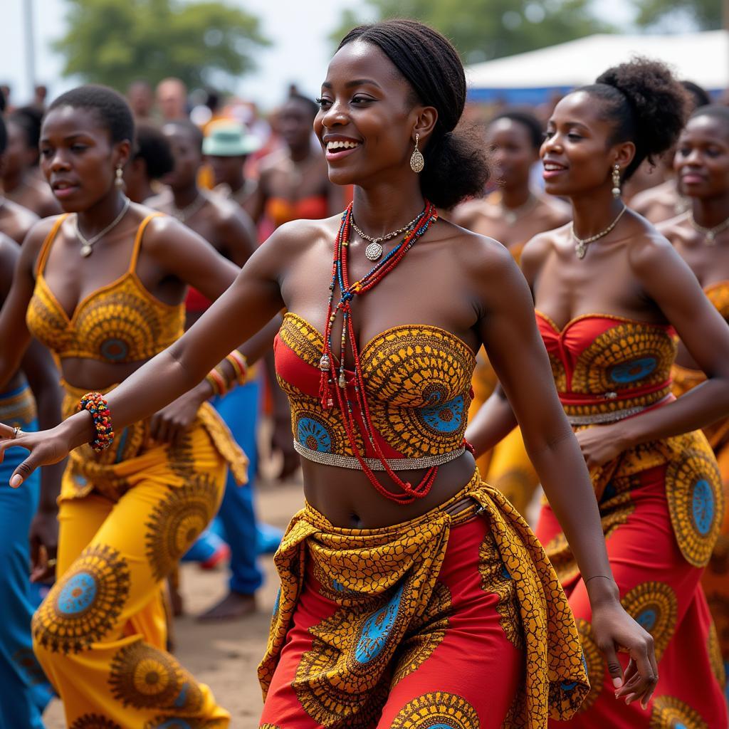 African Dancers Performing at a Traditional Ceremony