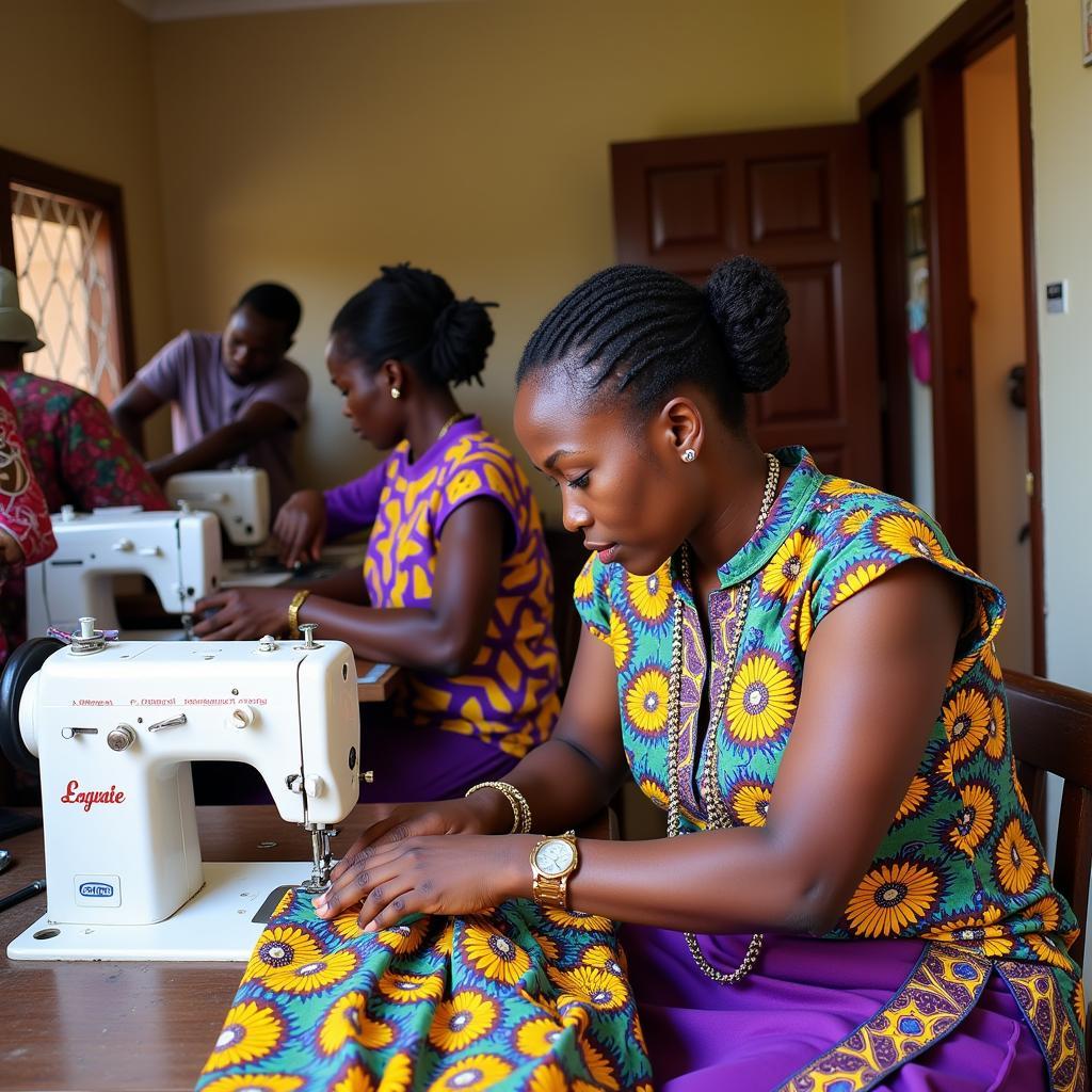 African Dashiki Tailors Creating Traditional Garments