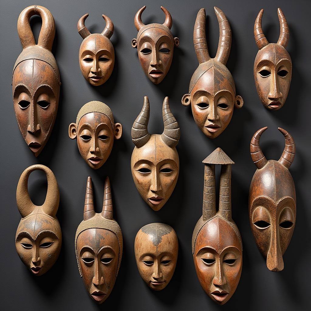 African deities depicted through intricate masks