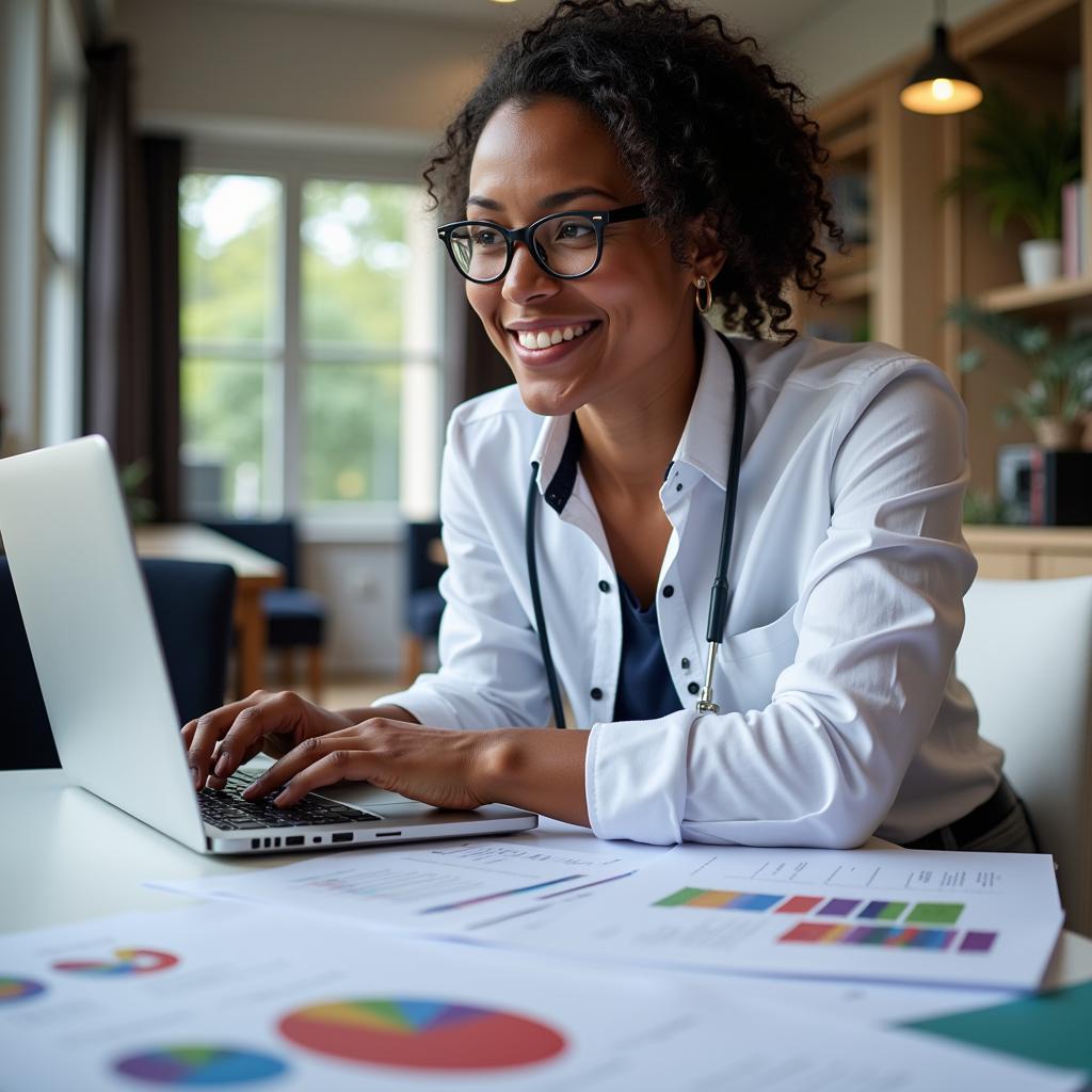 Consultant Working on Laptop for African Development Bank Project