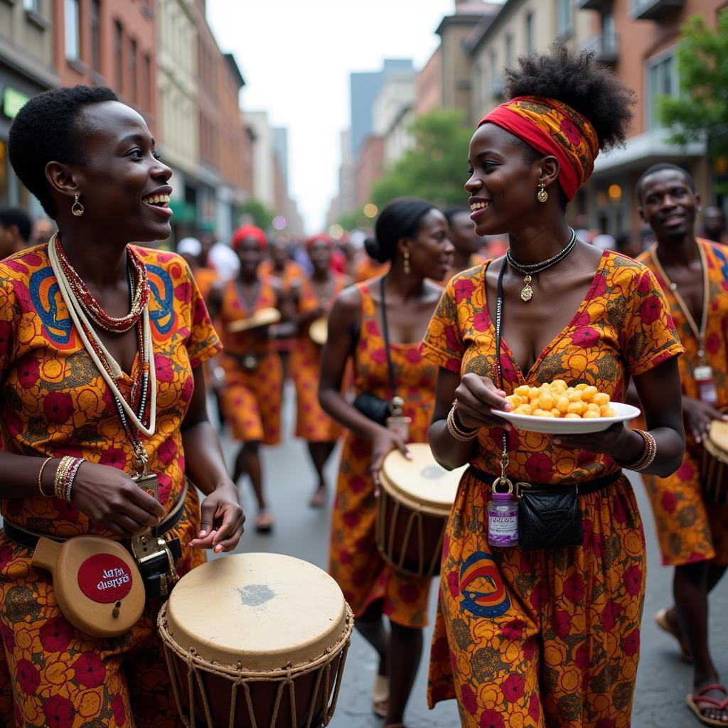 African diaspora celebrating cultural heritage