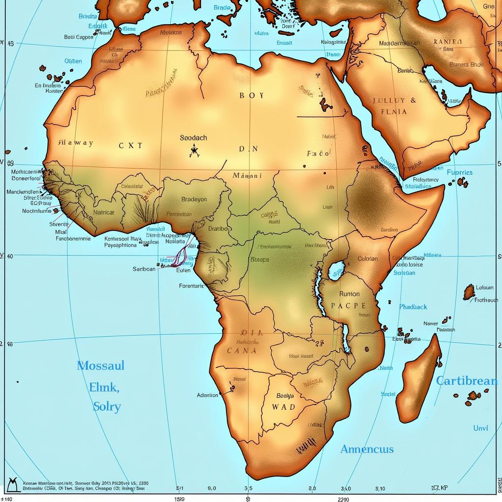 Historical map illustrating the African diaspora