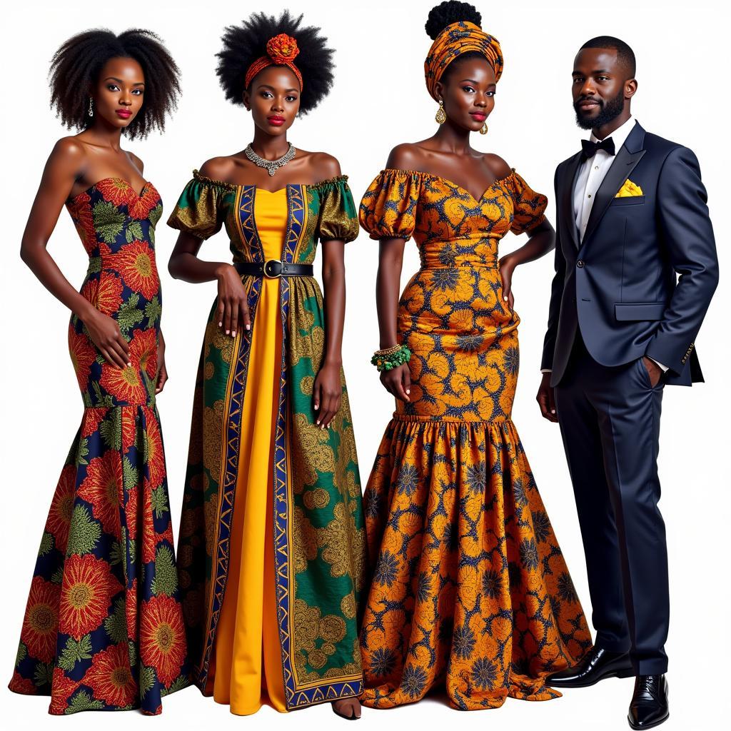 Vibrant patterns of African dinner wear