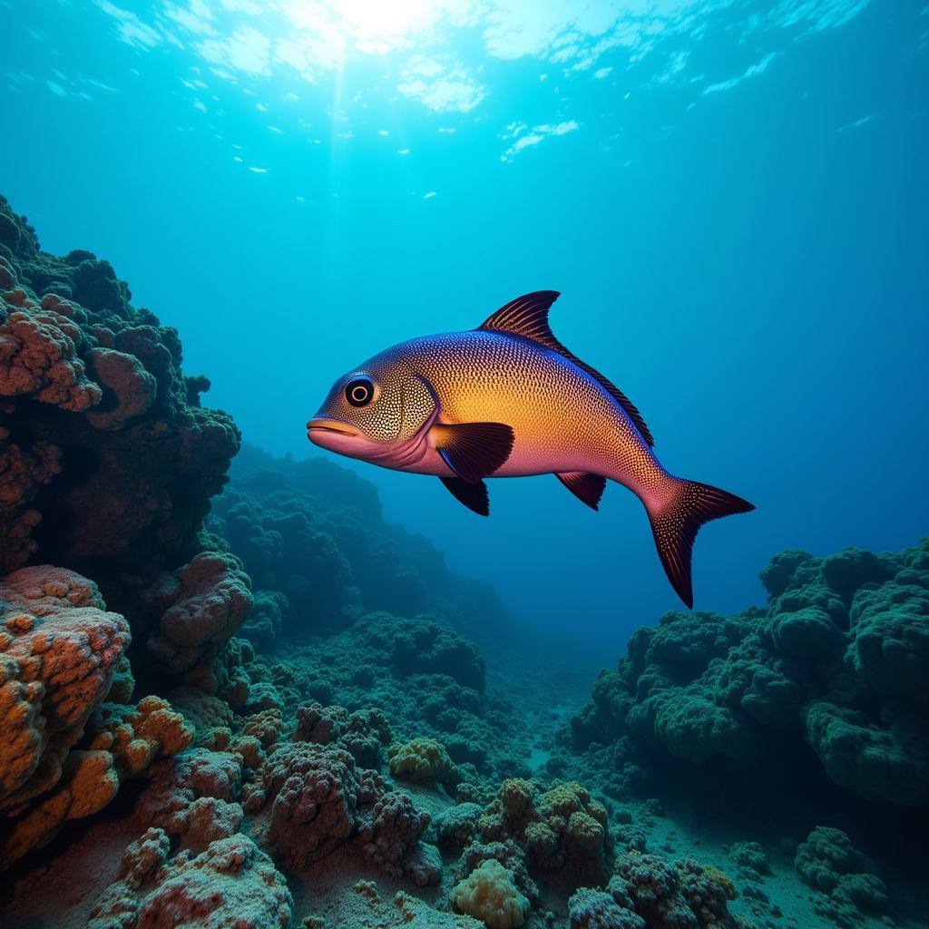 African Dolphin Fish Swimming in the Indian Ocean